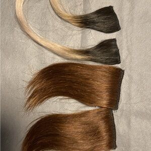 Brand new clip in human hair Extensions streaks Set - Black, Brown, Blonde